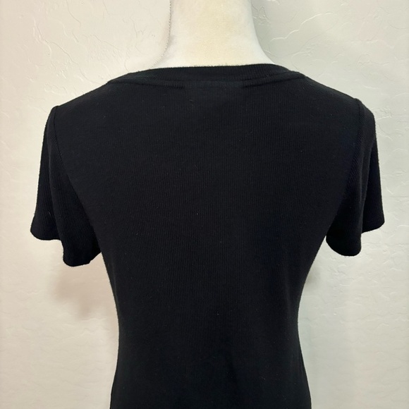 Motherhood Maternity Black Ribbed Knit Short Sleeve T-Shirt Dress Size M - Picture 6 of 11